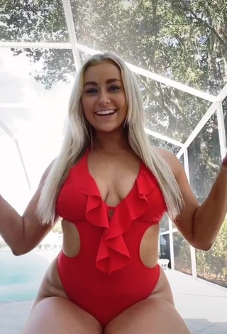 3. Wonderful Alexandria Knight Shows Cleavage in Red Swimsuit