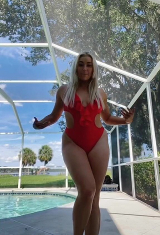 1. Pretty Alexandria Knight in Red Swimsuit