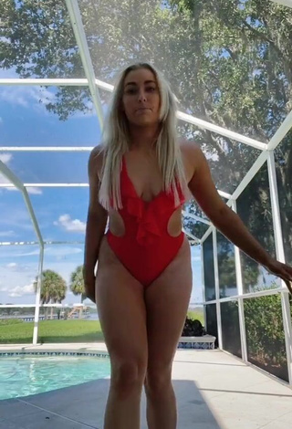 2. Pretty Alexandria Knight in Red Swimsuit