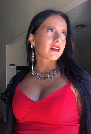 Irresistible Brooke Sanchez Shows Cleavage in Red Crop Top