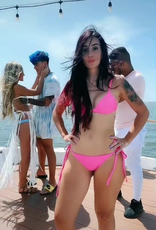 Irresistible Adriana Valcárcel in Pink Bikini on a Boat