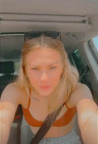 1. Irresistible Ali Mykal in Orange Hot Top in a Car