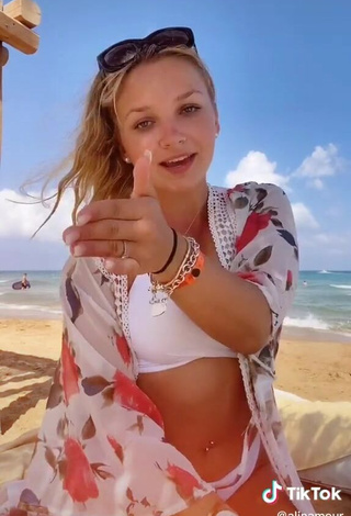 Hot Alina Mour in White Bikini at the Beach