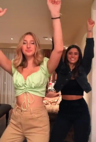 Hot Ally Jenna Shows Cleavage in Light Green Crop Top