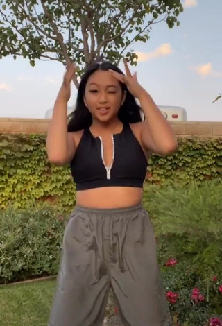 Sexy Anneston Pisayavong in Black Crop Top