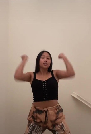 Hot Anneston Pisayavong in Black Crop Top and Bouncing Tits