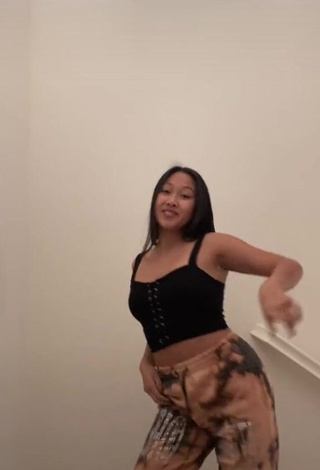 3. Hot Anneston Pisayavong in Black Crop Top and Bouncing Tits