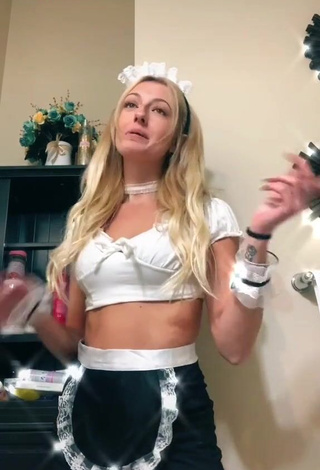 Cute Ashley Shortino in White Crop Top