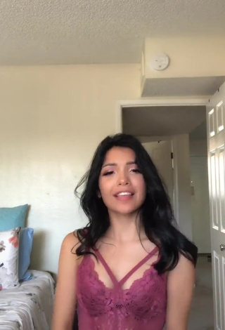 Irresistible Ashley Valdez Shows Cleavage in Pink Bodysuit