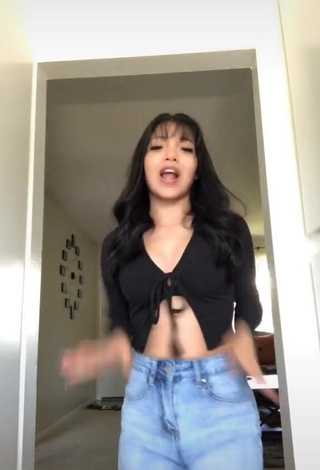 Captivating Ashley Valdez Shows Cleavage in Black Crop Top