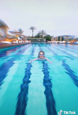 3. Erotic Asya Burcum in Blue Swimsuit at the Swimming Pool