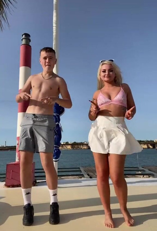 Irresistible Lowri Rose-Williams in Pink Bikini Top at the Seafront