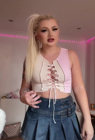 1. Hot Lowri Rose-Williams in Beige Crop Top