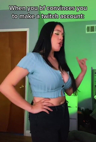 1. Captivating Leslie Marie Rosales Shows Cleavage in Blue Crop Top