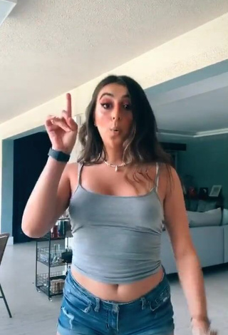 Sweet Bia Herrero in Cute Grey Crop Top and Bouncing Boobs