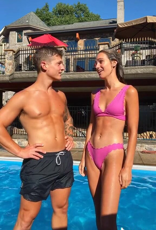 3. Irresistible Abbie Herbert in Pink Bikini at the Pool