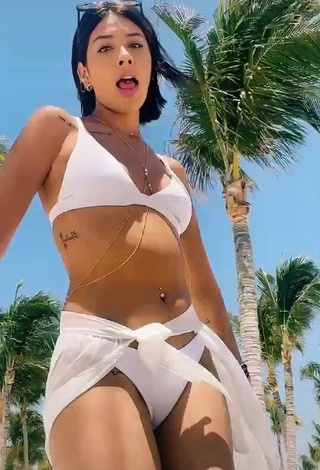 Alexia García in Appealing White Bikini at the Beach