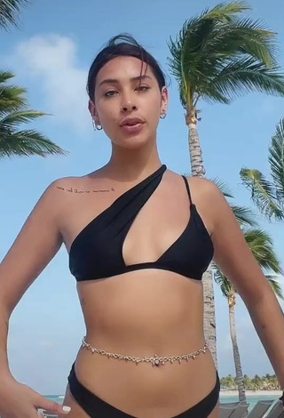 3. Elegant Alexia García in Black Bikini at the Beach