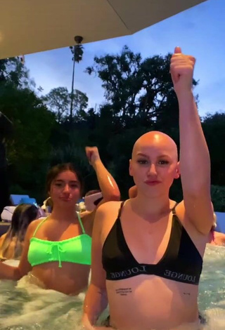 Sexy AlexYoumazzo in Black Bikini at the Pool