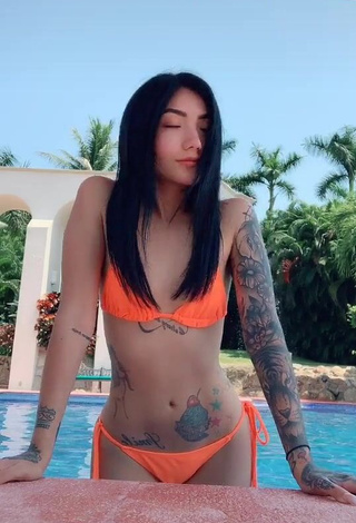 3. Erotic Nicole Amado in Electric Orange Bikini at the Pool