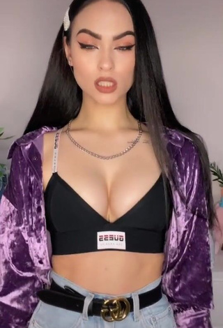 3. Irresistible Anastasia Useeva Shows Cleavage in Black Crop Top and Bouncing Boobs