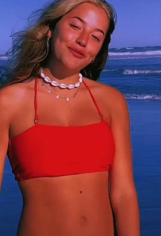 Beautiful Arianna Somovilla in Sexy Red Bikini at the Beach