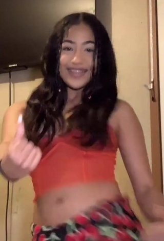 Cute Aya Tanjali in Orange Crop Top