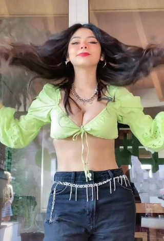 1. Hot Aylin Criss Shows Cleavage in Lime Green Crop Top