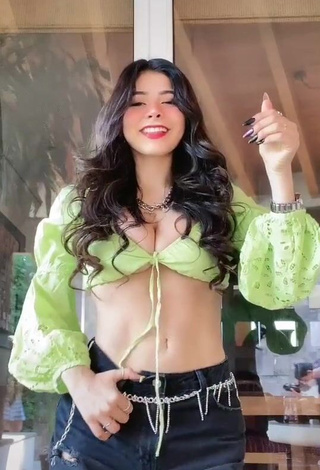 3. Hot Aylin Criss Shows Cleavage in Lime Green Crop Top