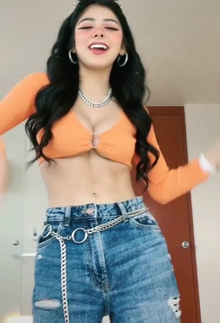 1. Captivating Aylin Criss Shows Cleavage in Orange Crop Top