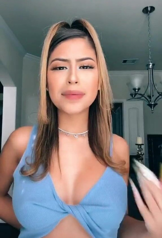 Hot Desiree Montoya Shows Cleavage in Blue Bodysuit