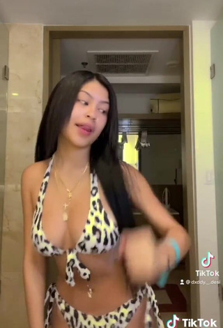 3. Irresistible Desiree Montoya Shows Cleavage in Leopard Bikini