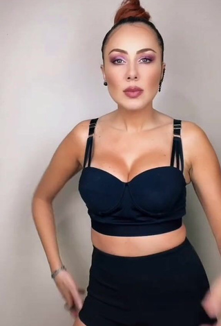 1. Erotic Erika Shows Cleavage in Black Crop Top