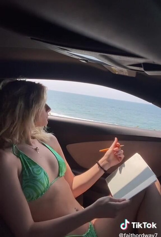 3. Hot Faith Ordway in Green Bikini in a Car