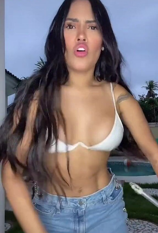 Hot Flayslane Raiane Preira da Silva Shows Cleavage in Bikini Top and Bouncing Boobs