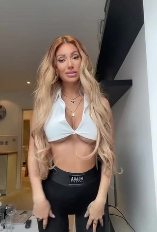 Erotic Francesca Farago Shows Cleavage in White Crop Top (Underboob)