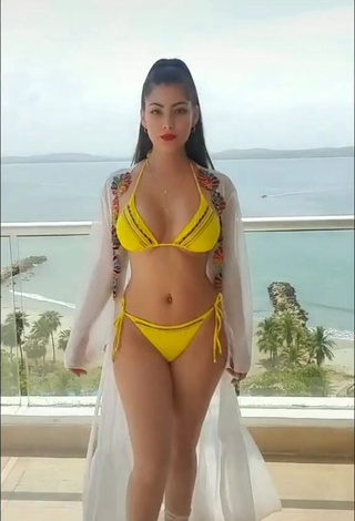 1. Franjomar in Appealing Yellow Bikini on the Balcony