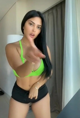 1. Beautiful Franjomar Shows Cleavage in Sexy Green Crop Top