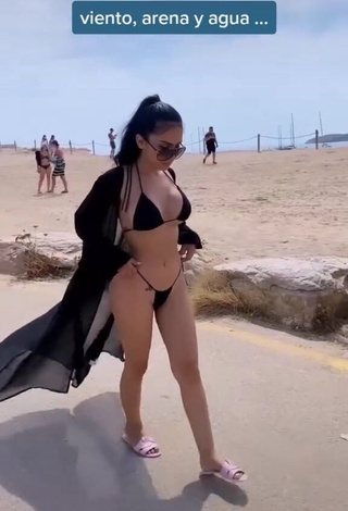 1. Beautiful Franjomar in Sexy Black Bikini at the Beach