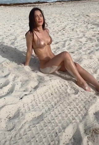 1. Wonderful Georgina Mazzeo in Beige Bikini at the Beach