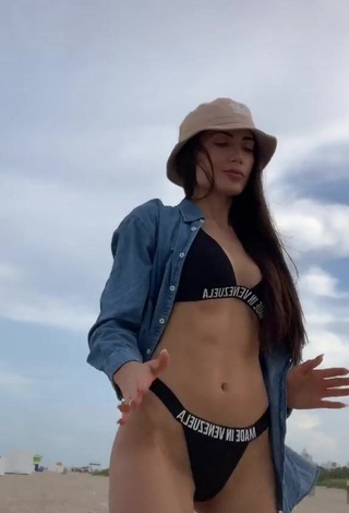 Georgina Mazzeo in Hot Black Bikini at the Beach