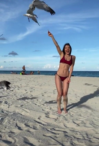 3. Attractive Georgina Mazzeo in Red Bikini at the Beach