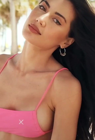 Seductive Georgina Mazzeo in Pink Bikini at the Beach (Side Boob)