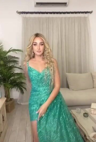 1. Erotic Hannah El-Zahed in Green Dress