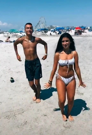 Cute Gabriellannalisa in Polka Dot Bikini at the Beach