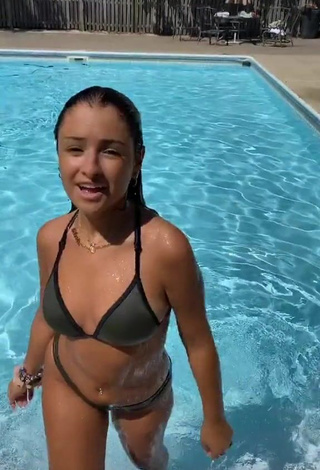 Alluring Gabriellannalisa in Erotic Grey Bikini at the Swimming Pool