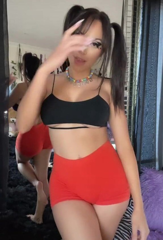 1. Cute Maddy Belle in Black Crop Top (Underboob)