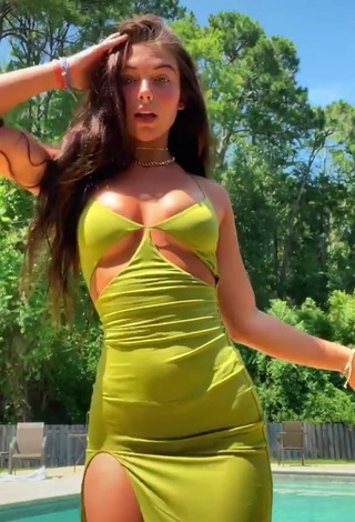 3. Erotic Jordan Beckham in Green Dress at the Swimming Pool