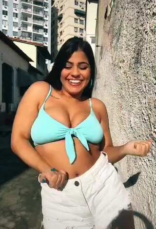 2. Sweetie Julia Antunes Shows Cleavage in Blue Bikini Top and Bouncing Tits