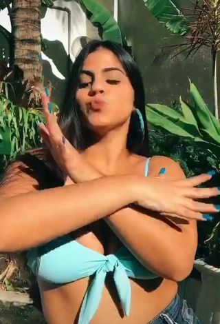 3. Irresistible Julia Antunes Shows Cleavage in Blue Bikini Top and Bouncing Tits